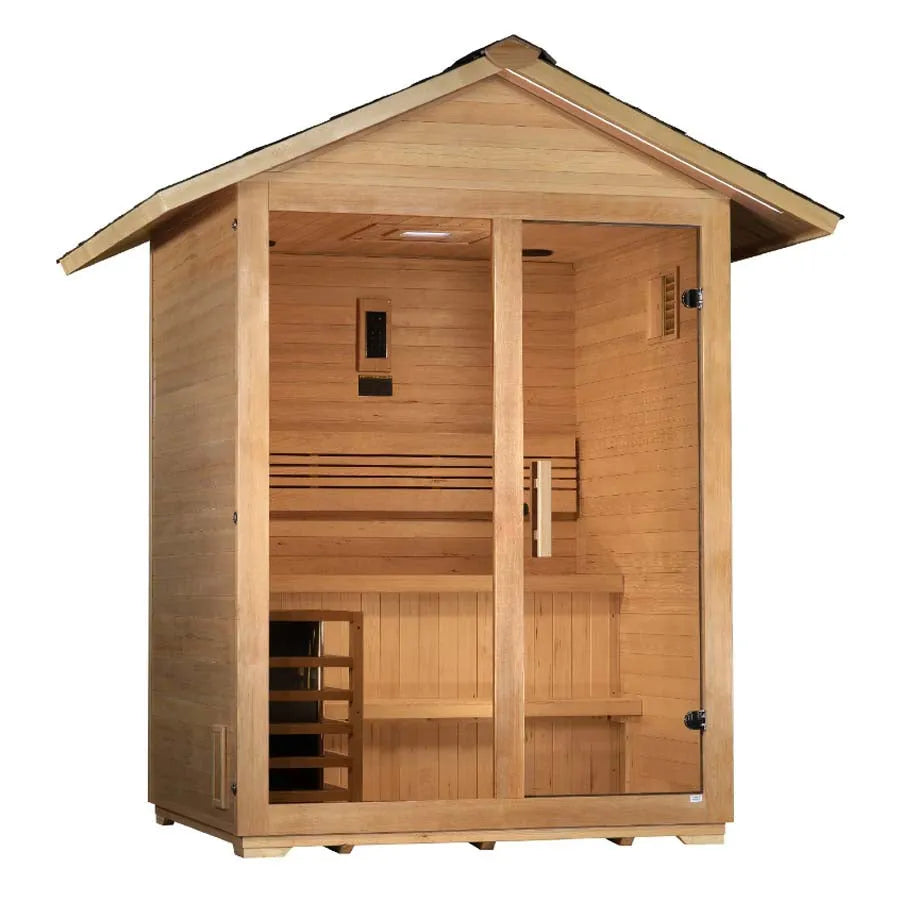 Golden Designs "Arlberg" 3 Person Traditional Outdoor Sauna -  Canadian Hemlock - Right View