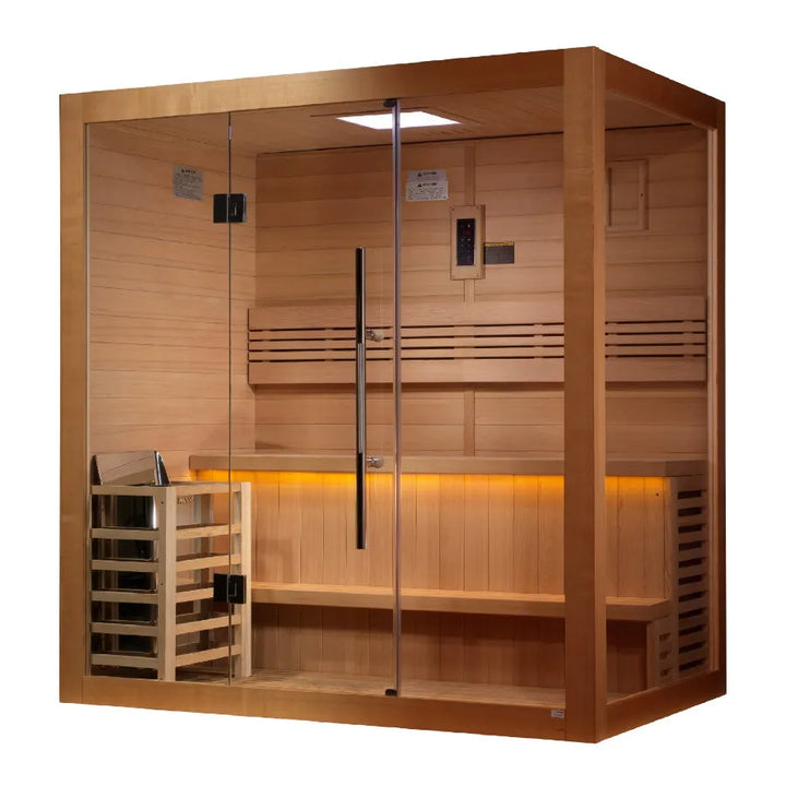 Golden Designs "Forssa Edition" 3 Person Indoor Traditional Sauna - Canadian Red Cedar - Left View