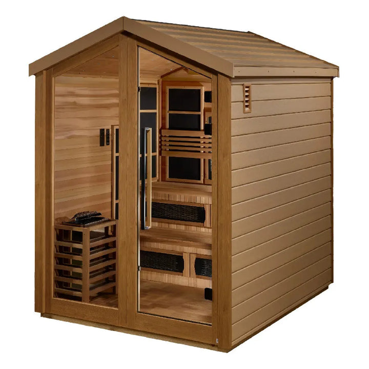 Golden Designs "Kaskinen" 6 Person Hybrid Outdoor Sauna - Canadian Red Cedar - Left View