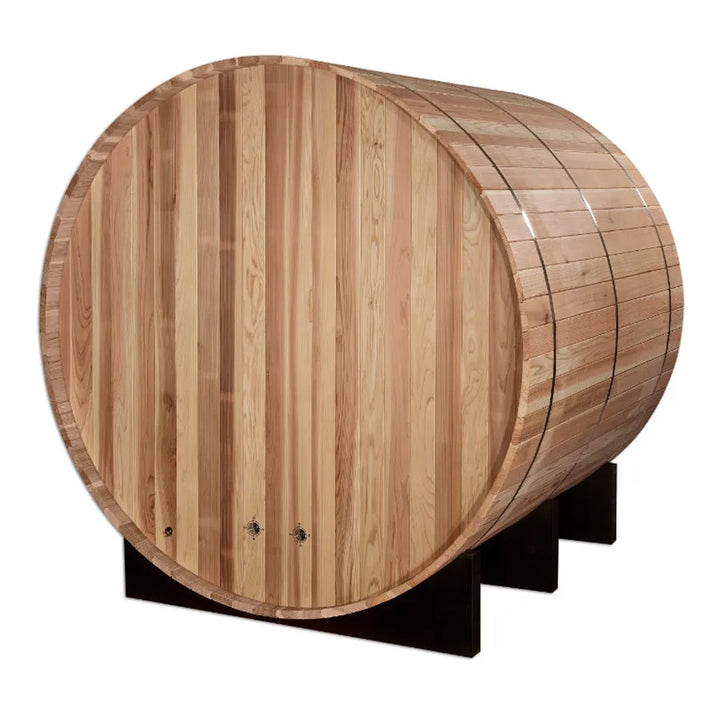 Golden Designs "Arosa" 4 Person Barrel Traditional Sauna -  Pacific Cedar - Back View