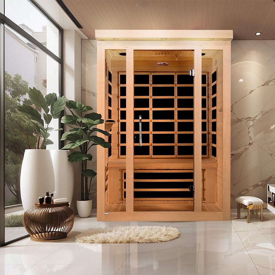 Dynamic Vila 3-Person Ultra Low EMF FAR Infrared Sauna - Canadian Hemlock - Wish Rock Relaxation