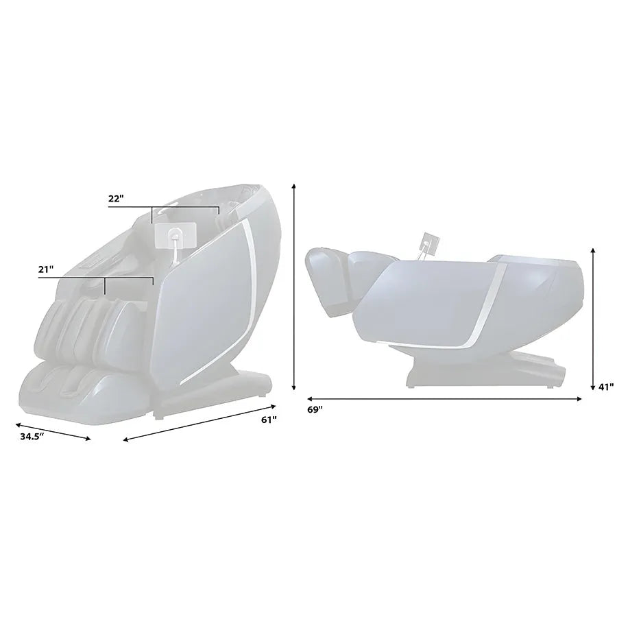 Osaki OS-Highpointe 4D Massage Chair - Measurement