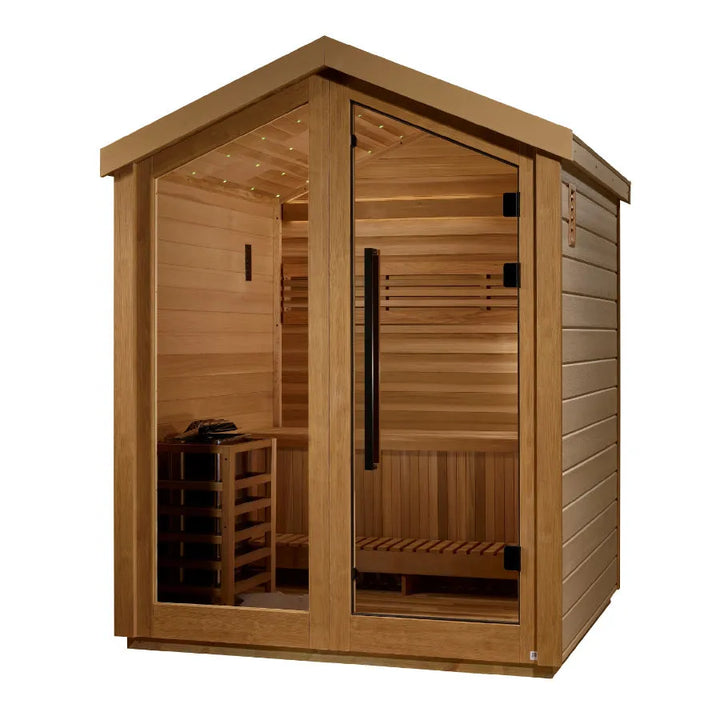 Golden Designs "Savonlinna" 3 Person Outdoor Traditional Sauna - Canadian Red Cedar - Left View