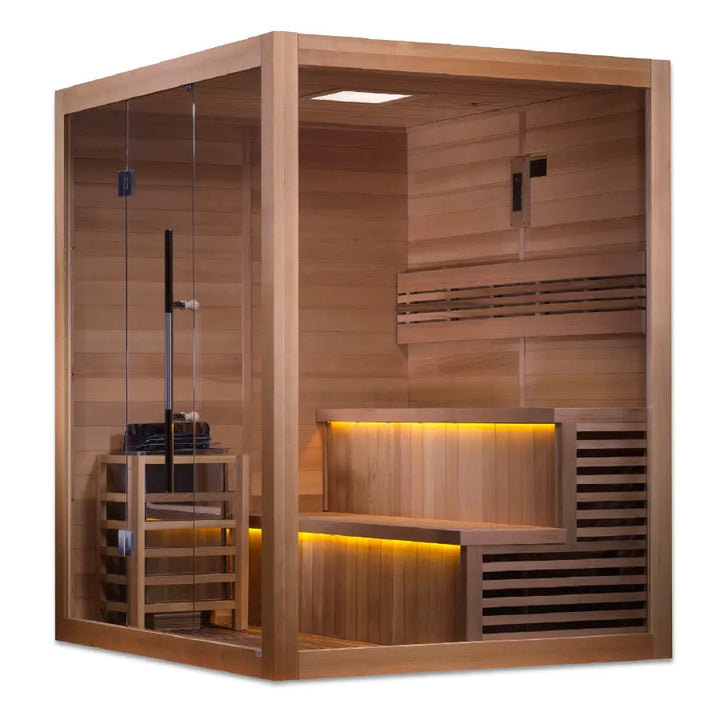 Golden Designs "Kuusamo Edition" 6 Person Indoor Traditional Sauna - Canadian Red Cedar - Left View