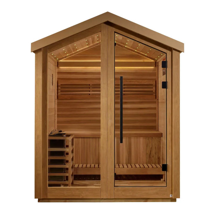 Golden Designs "Savonlinna" 3 Person Outdoor Traditional Sauna - Canadian Red Cedar - Front View