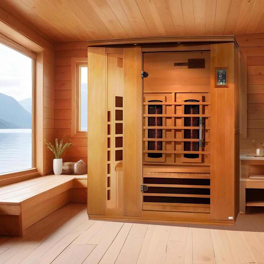 Dynamic Lugano 3-Person Full Spectrum Near Zero EMF Sauna - Canadian Hemlock - Wish Rock Relaxation