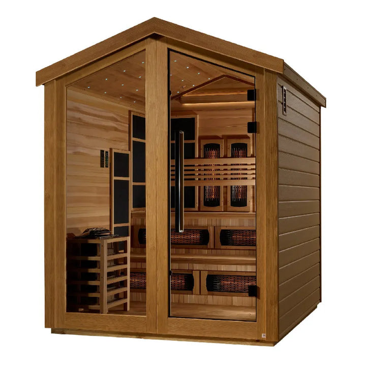 Golden Designs "Kaskinen" 6 Person Hybrid Outdoor Sauna - Canadian Red Cedar - Left View