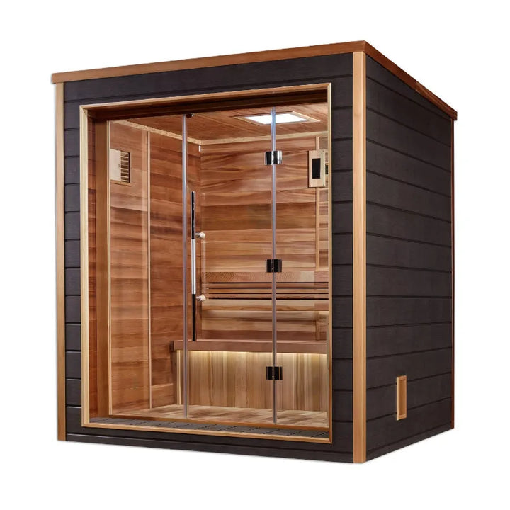 Golden Designs "Drammen" 3 Person Outdoor Traditional Sauna - Canadian Red Cedar - Left View