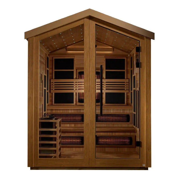 Golden Designs "Kaskinen" 6 Person Hybrid Outdoor Sauna - Canadian Red Cedar - Front View