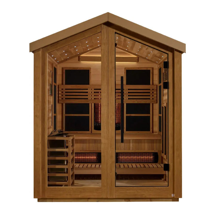 Golden Designs "Loviisa" 3 Person Hybrid Outdoor Sauna - Canadian Red Cedar - Front View