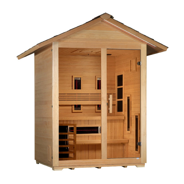 Golden Designs "Carinthia" 3 Person Hybrid Outdoor Sauna -  Canadian Hemlock - Right View