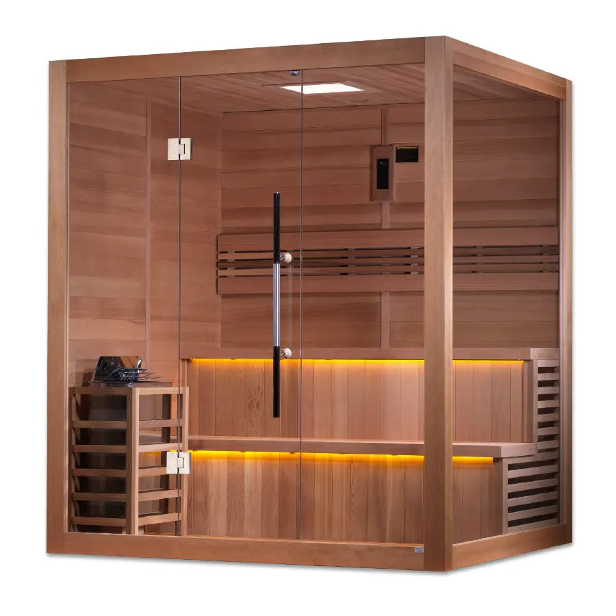 Golden Designs "Kuusamo Edition" 6 Person Indoor Traditional Sauna - Canadian Red Cedar - Left View