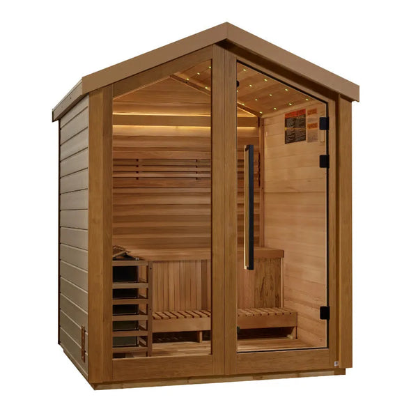 Golden Designs "Savonlinna" 3 Person Outdoor Traditional Sauna - Canadian Red Cedar - Right View