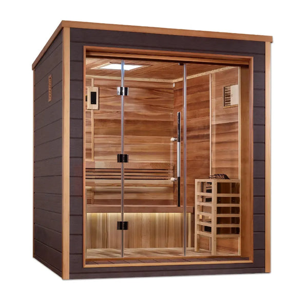 Golden Designs "Drammen" 3 Person Outdoor Traditional Sauna - Canadian Red Cedar - Right View