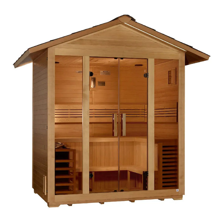 Golden Designs "Vorarlberg" 5 Person Traditional Outdoor Sauna -  Canadian Hemlock - Right View