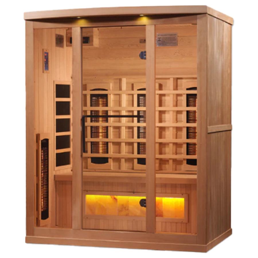 Golden Designs 3-Person Full Spectrum PureTech™ Near Zero EMF FAR Infrared Sauna - Canadian Hemlock - Wish Rock Relaxation