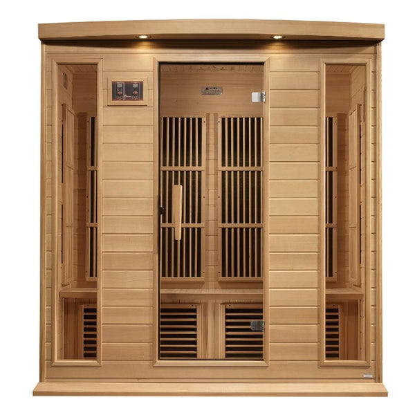 Maxxus 4-Person Low EMF FAR Infrared Sauna - Canadian Hemlock - Wish Rock Relaxation