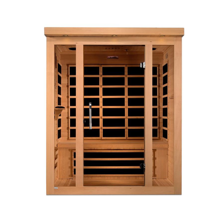 Dynamic Vila 3-Person Ultra Low EMF FAR Infrared Sauna - Canadian Hemlock - Wish Rock Relaxation