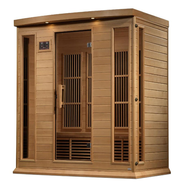 Maxxus 4-Person Low EMF FAR Infrared Sauna - Canadian Hemlock - Wish Rock Relaxation