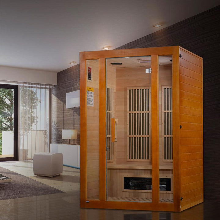 Maxxus "Aspen" Dual Tech 2-Person Low EMF FAR Infrared Sauna - Canadian Hemlock - Wish Rock Relaxation