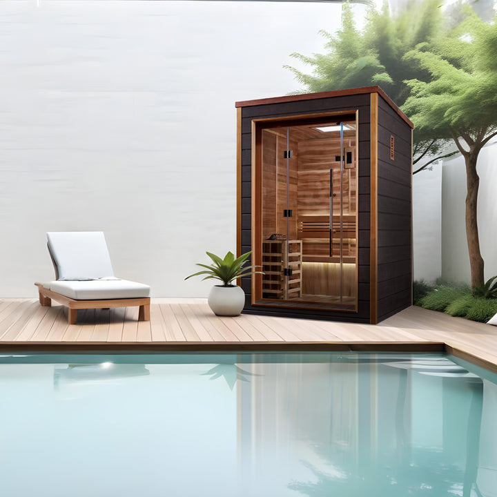 Golden Designs "Narvik" 2 Person Outdoor Traditional Sauna - Canadian Red Cedar - Lifestyle