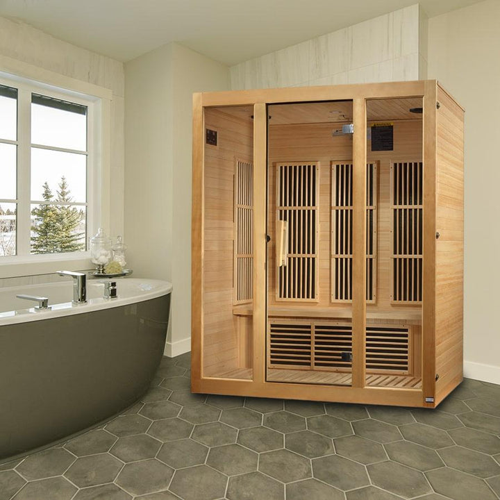 Maxxus "Bellevue" 3 person Low EMF FAR Infrared Sauna - Canadian Hemlock - Wish Rock Relaxation