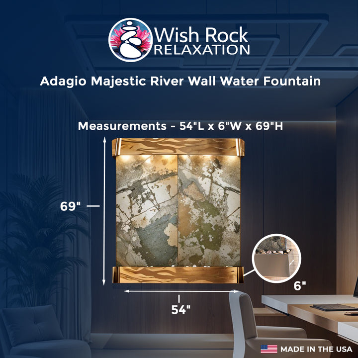 Adagio Majestic River Wall Water Fountain - 69"H x 54"W - Measurement