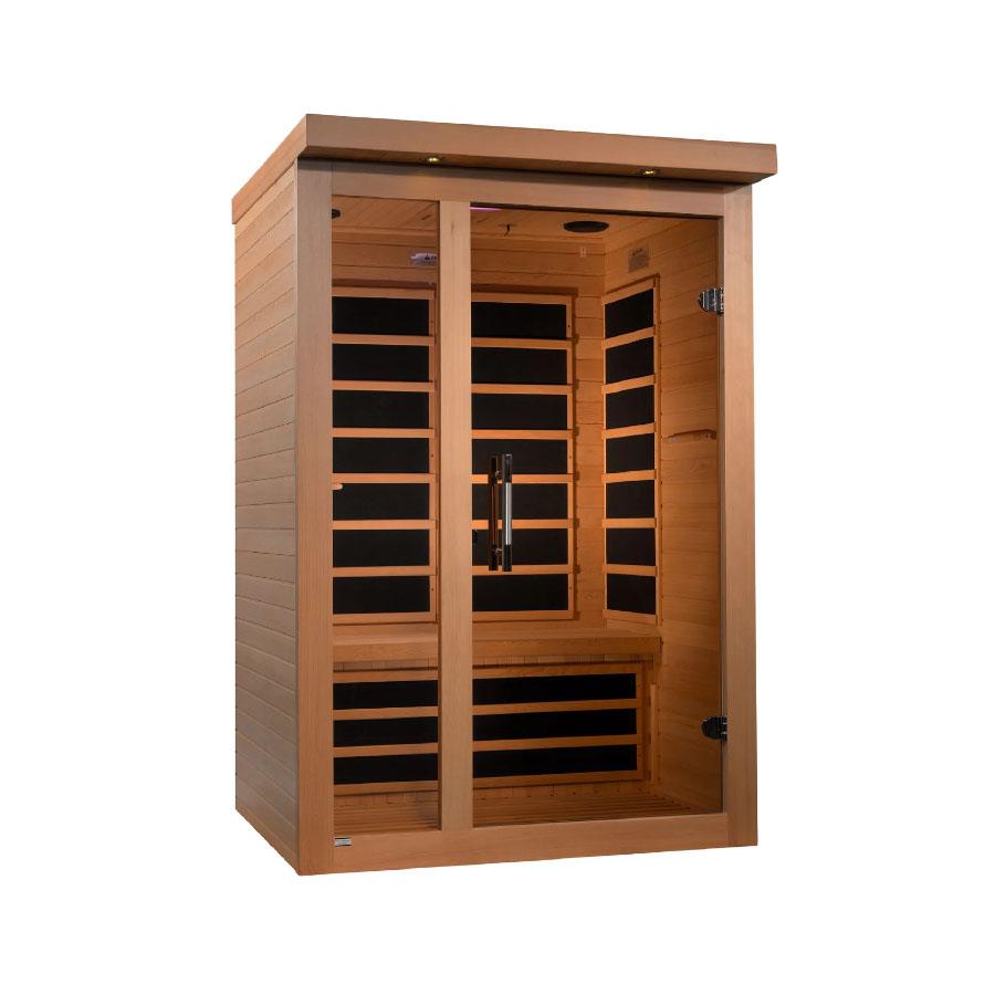 Dynamic Llumeneres 2-Person Ultra Low EMF FAR Infrared Sauna - Canadian Hemlock - Wish Rock Relaxation