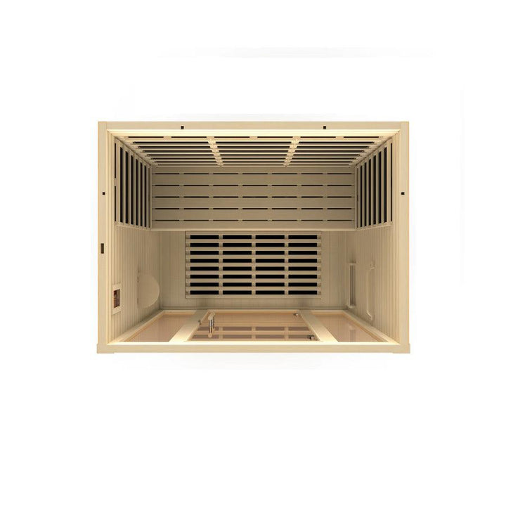 Dynamic Vila 3-Person Ultra Low EMF FAR Infrared Sauna - Canadian Hemlock - Wish Rock Relaxation