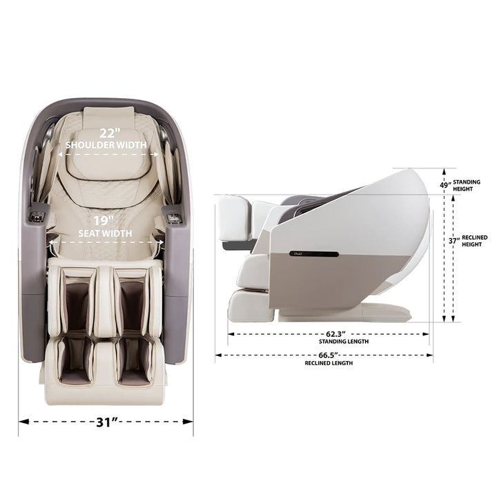 Osaki Flagship Duo 4D + 3D Massage Chair - Dimensions