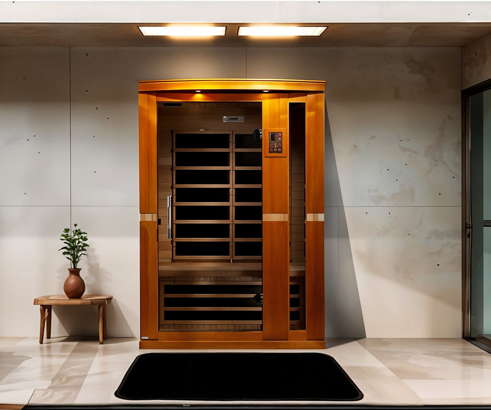 Dynamic Vittoria 2-Person Low EMF FAR Infrared Sauna - Canadian Hemlock - Lifestyle Banner